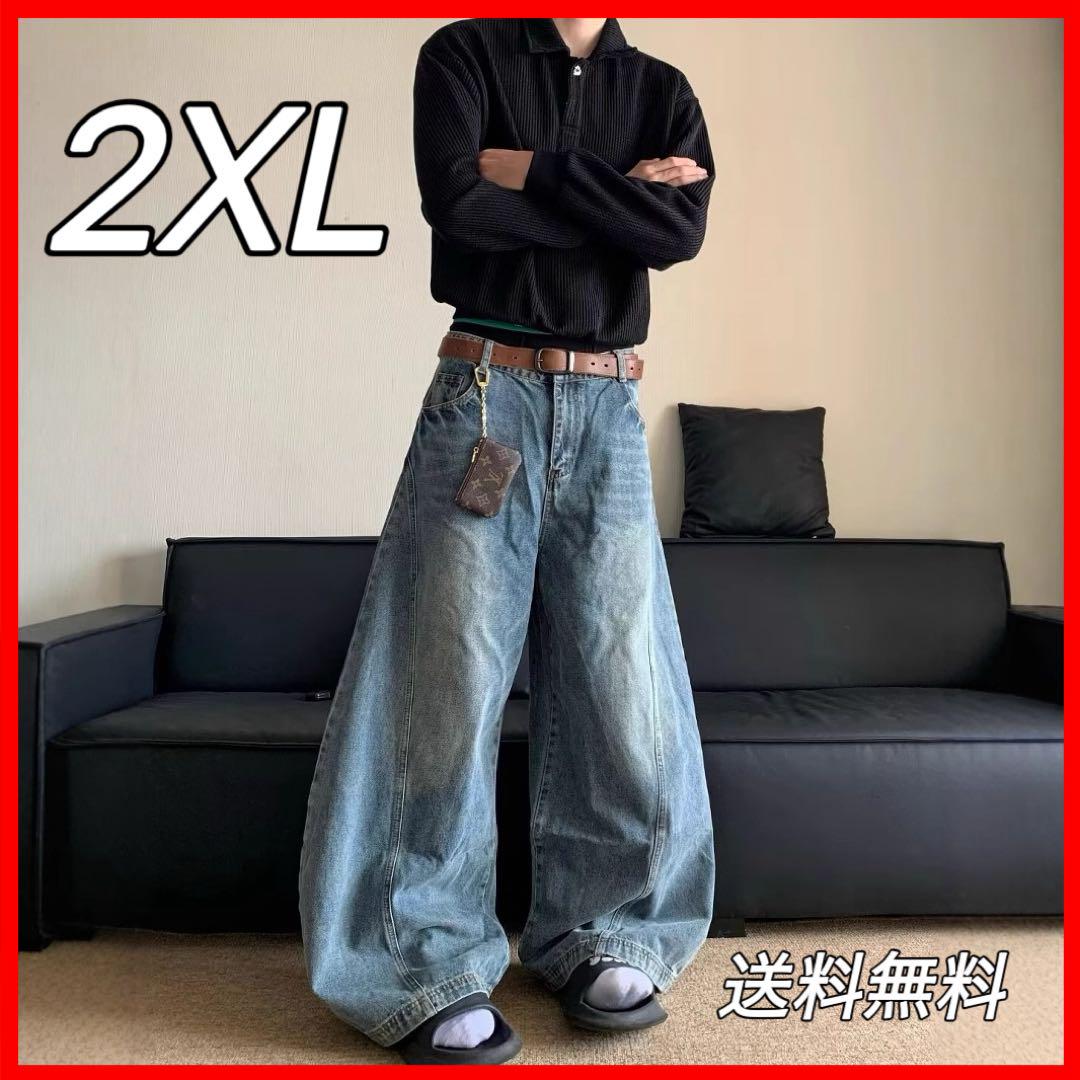 【deuku】　ワイドデニム　バギーデニム　Menes Jaded London ワイドバギーデニム menes jaded london 地底人 似 2XL - メルカリ
