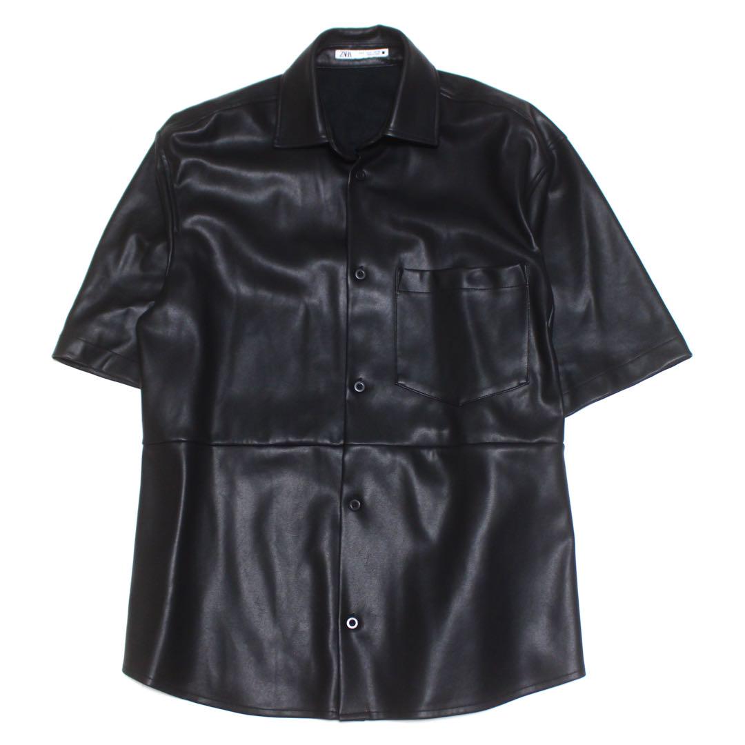 ★ドイツ発*ZARA*新作*フェイクレザー半袖シャツ/VN★ ZARA フェイクレザー半袖シャツ 合皮 ザラ Sサイズ - メルカリ