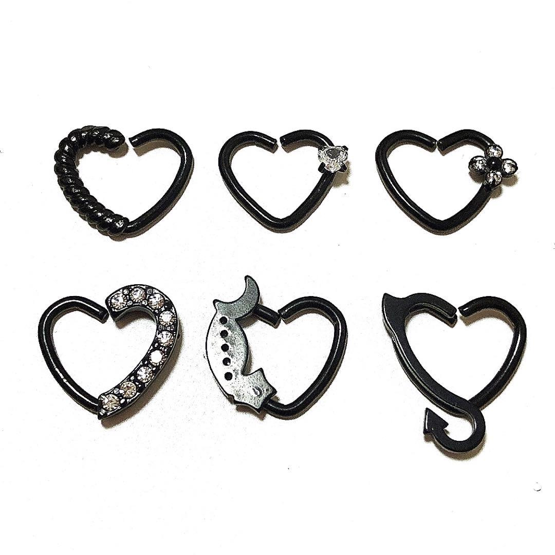 ボディピアス 軟骨ピアス オープンハート 16G 6個セット