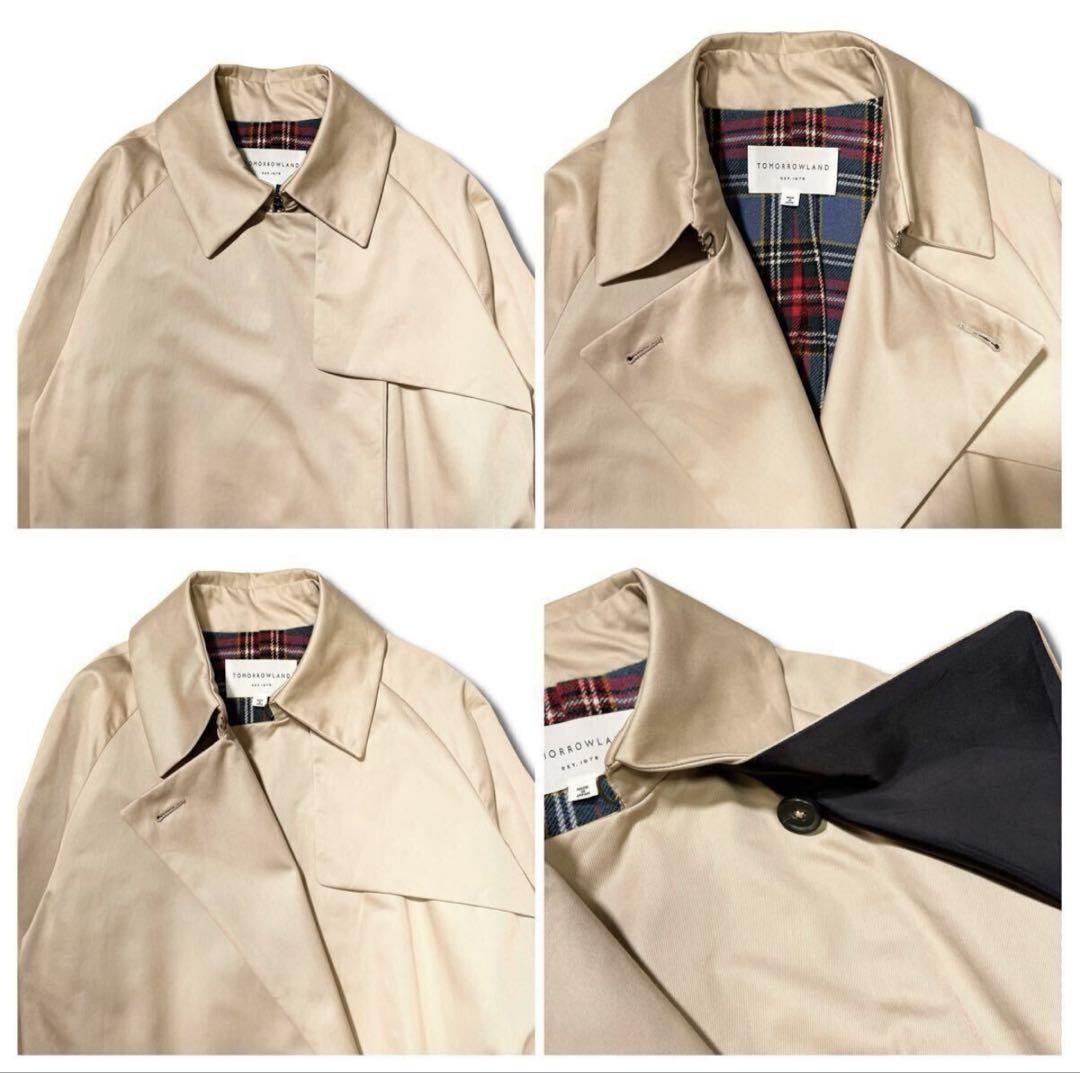 美品 トゥモローランド ボタンレス ロング トレンチコート 42 XL ベージュ