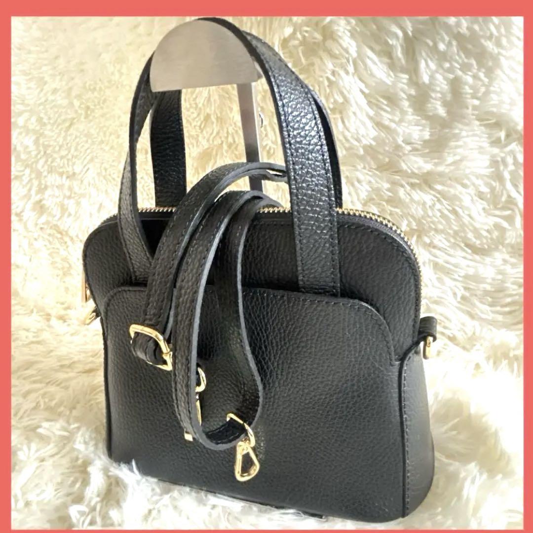オウレンティ 黒 レザー ハンドバッグ 2way ショルダーバック