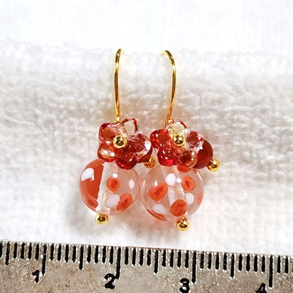専用です⭐ガラスのお花とガラスのトンボ玉とレッドアゲートのピアス　他16品