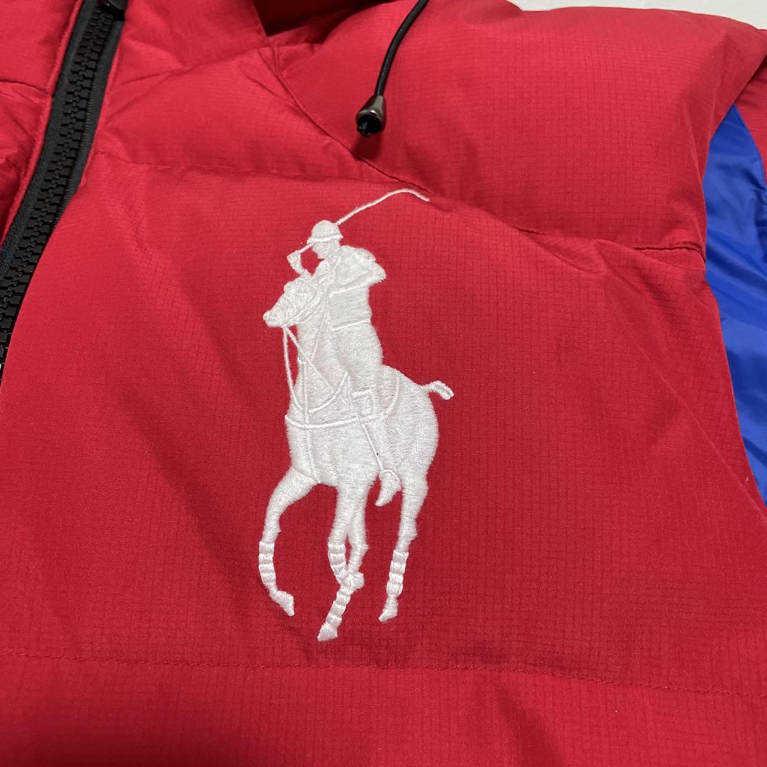 【美品】POLO ポロ ラルフローレン ダウンベスト ビッグポニー 刺繍 Ｌ　赤