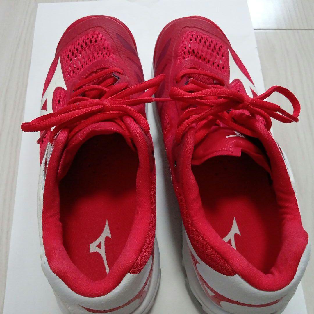 Mizuno バレーボールシューズ レッド/ホワイト　25.5cm