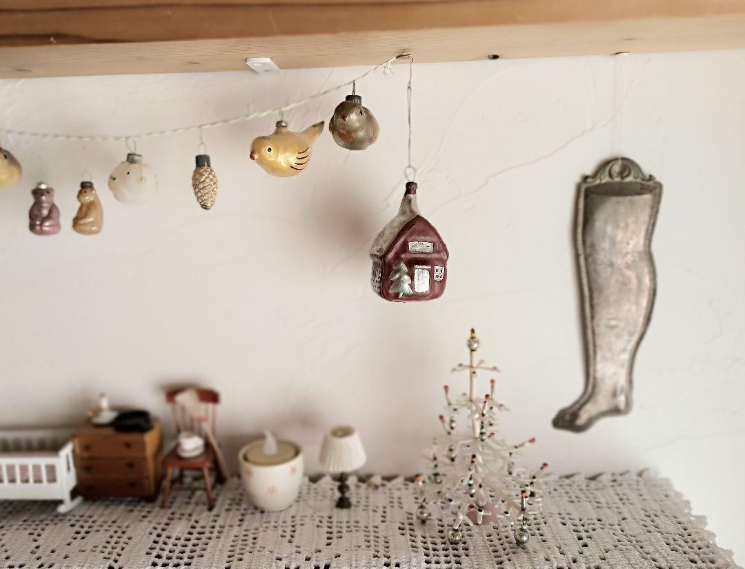【後払い手数料無料】 vintage 小豆いろ 森のおうち モミの木と ❀ ornament 工芸品