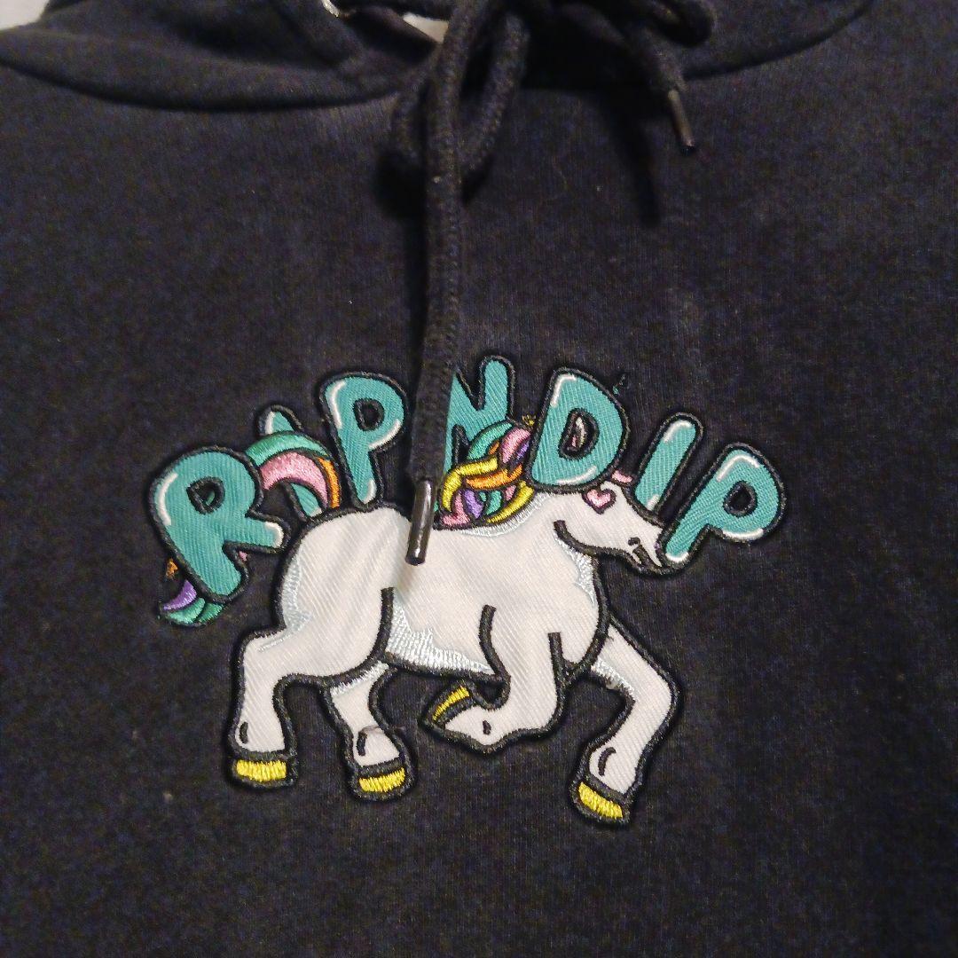 RIPNDIP ユニコーン刺繍 パーカー 黒