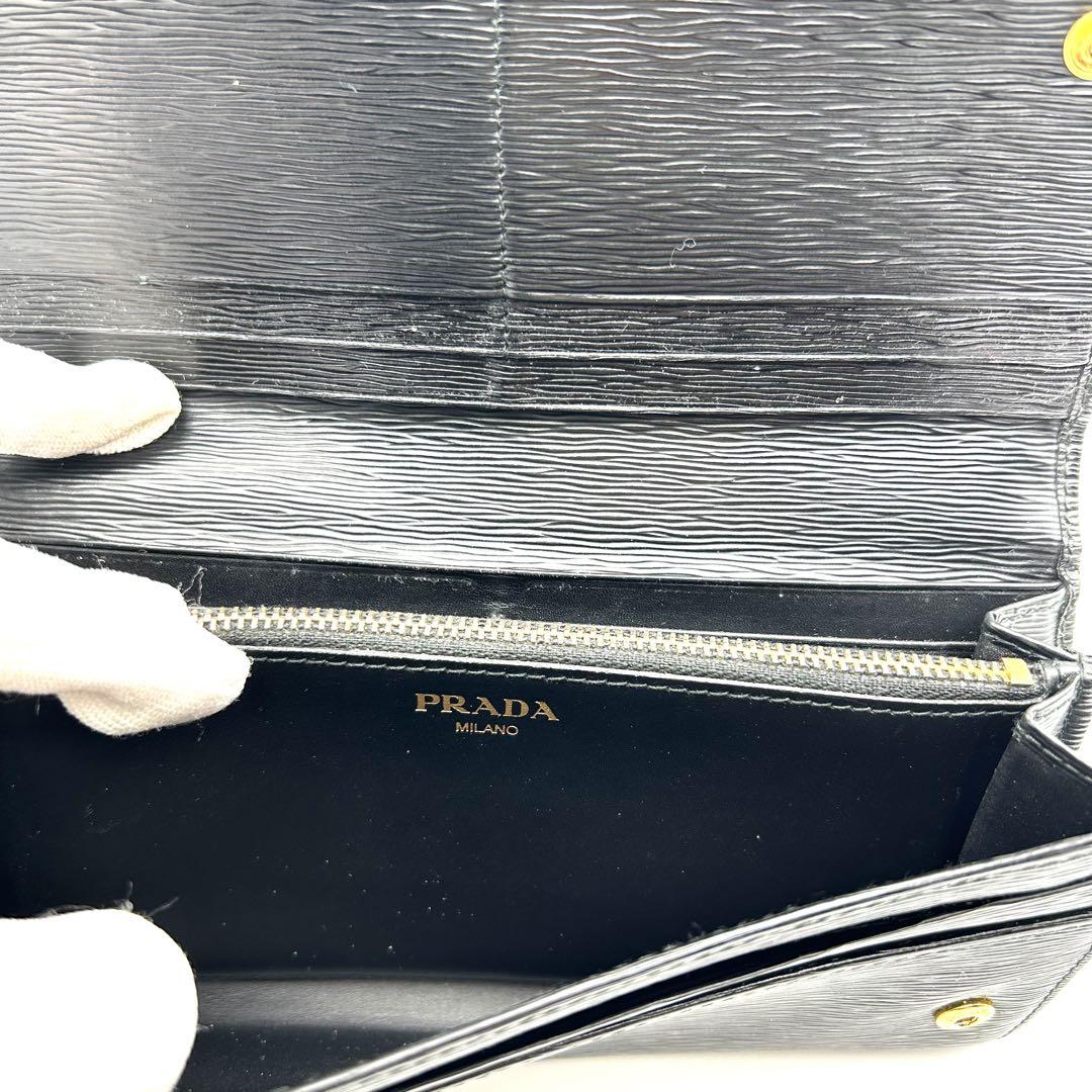プラダ PRADA 長財布 ブラック 黒 サフィアーノ レザー