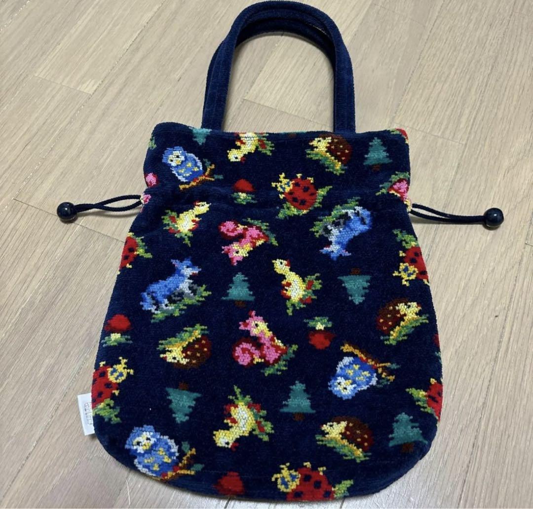 美品　フェイラー　ハイジフレンズフォレスト巾着バック