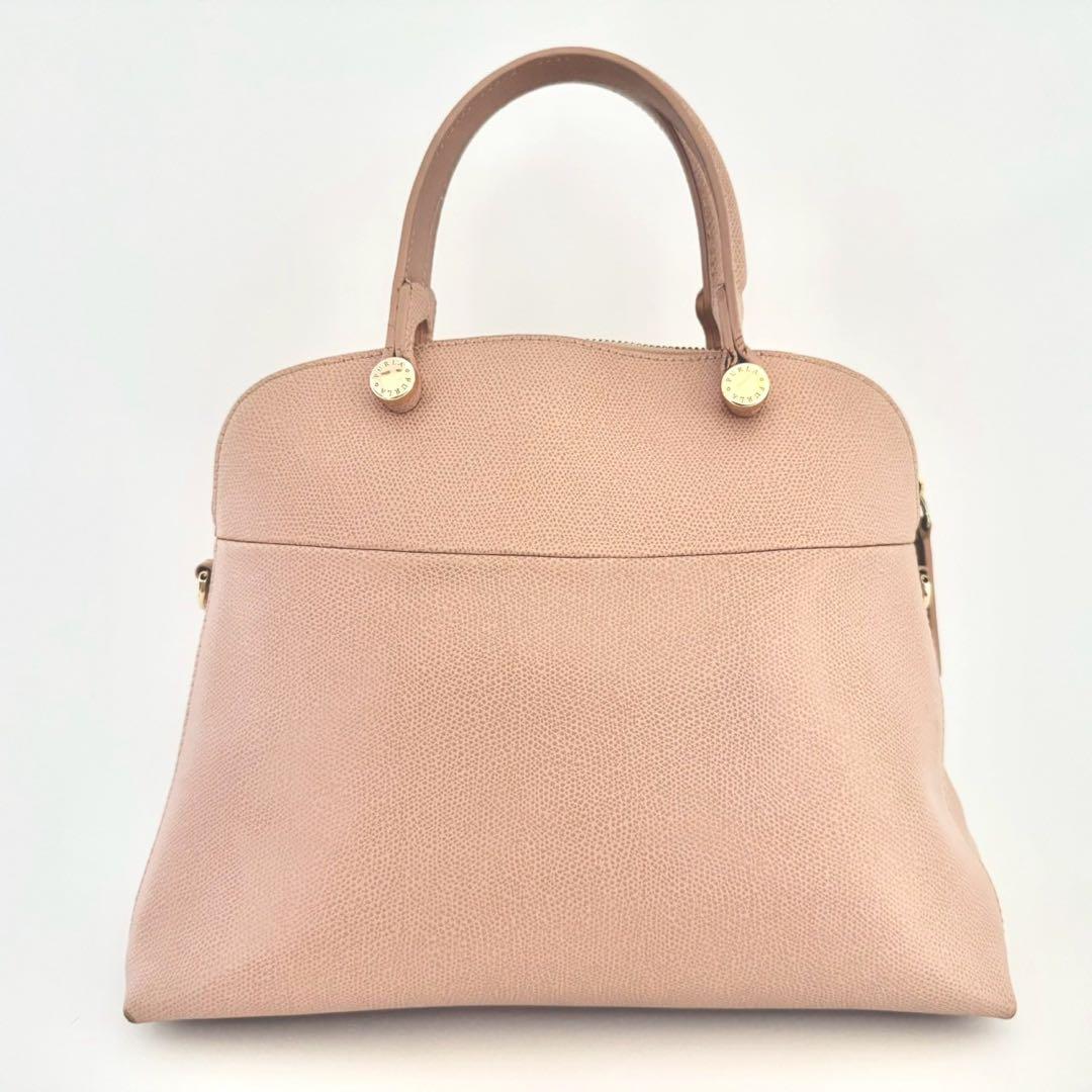 美品】 FURLA ハンドバッグ パイパー ピンクベージュ 2way