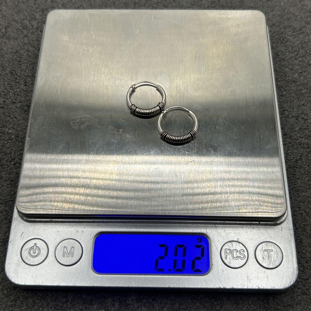 シルバー925 Silver デザインナローフープピアス/軽研磨仕上げ/両耳