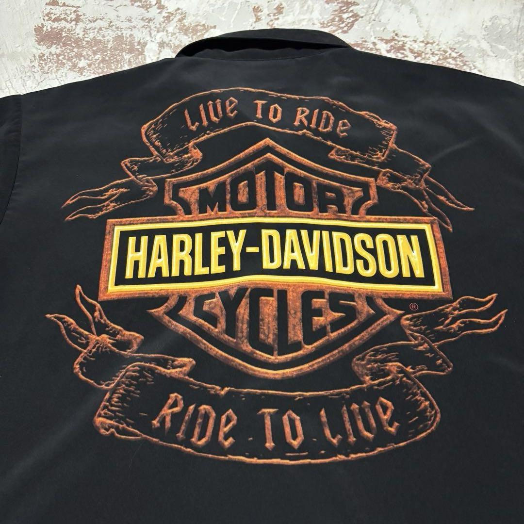 【希少】ハーレーダビッドソン HARLEY 古着 ファイヤーパターン シャツ Ｌ