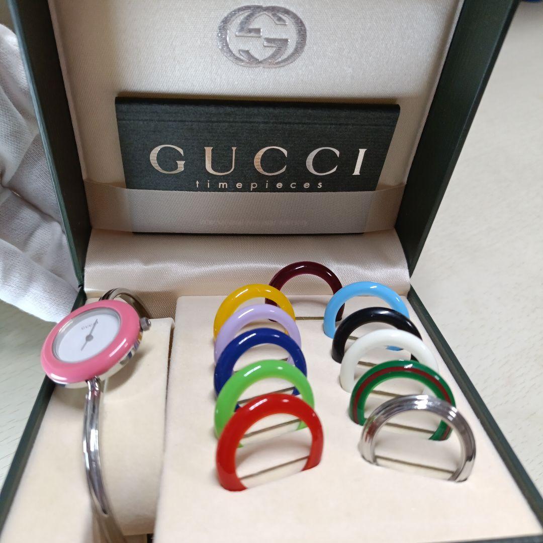 貴重なシルバー GUCCI ベゼルチェンジ 時計 電池交換済 貴重なシルバー GUCCI ベゼルチェンジ 時計 電池交換済