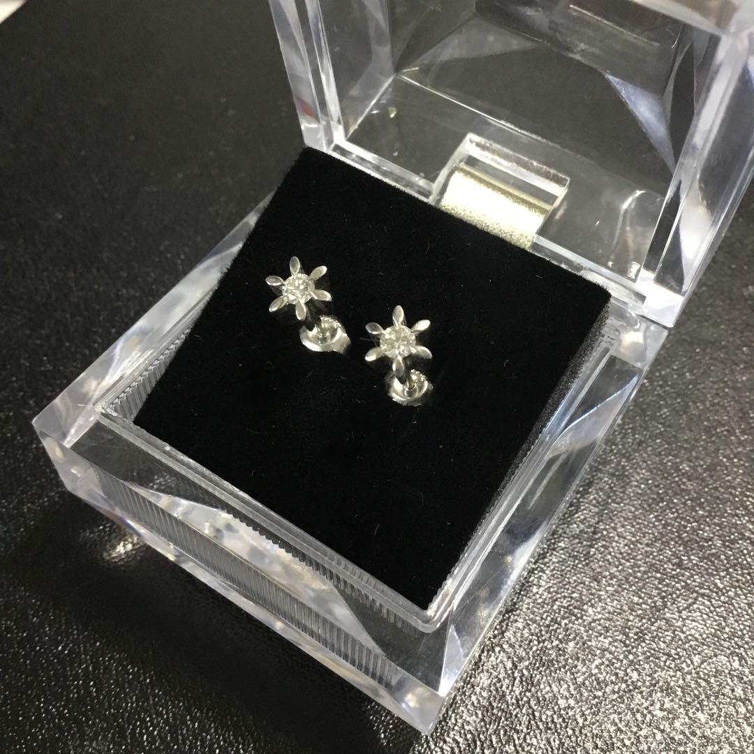 プラチナ900 天然ダイヤモンド　0,1ct×2 ピアス　2,3g