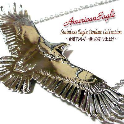匠の繊細な仕上がり イーグル フェザー ネックレス ステンレス 羽根 鷲 鷹