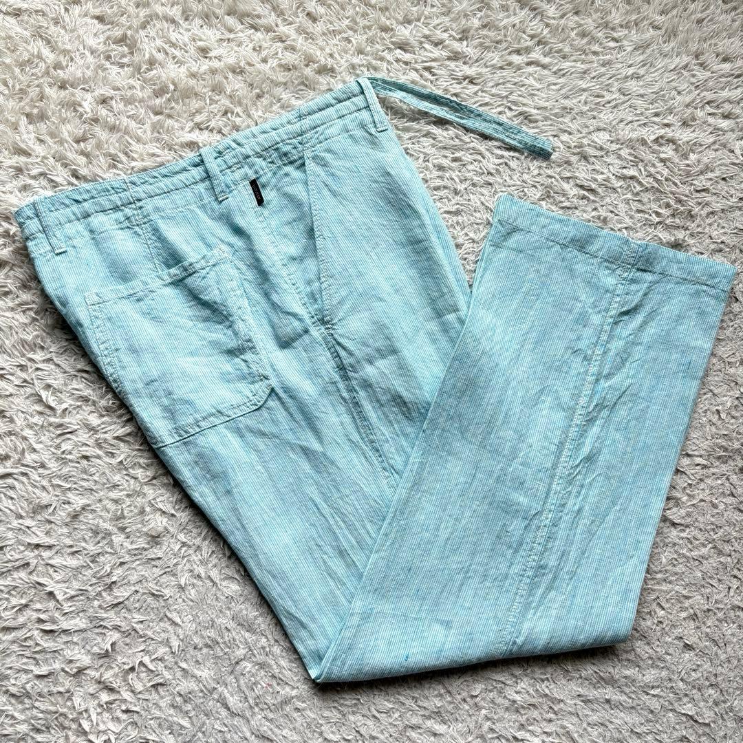 ★麻100％ Lサイズ★ アルマーニ コレツォーニ イージーパンツ ボタンフライ