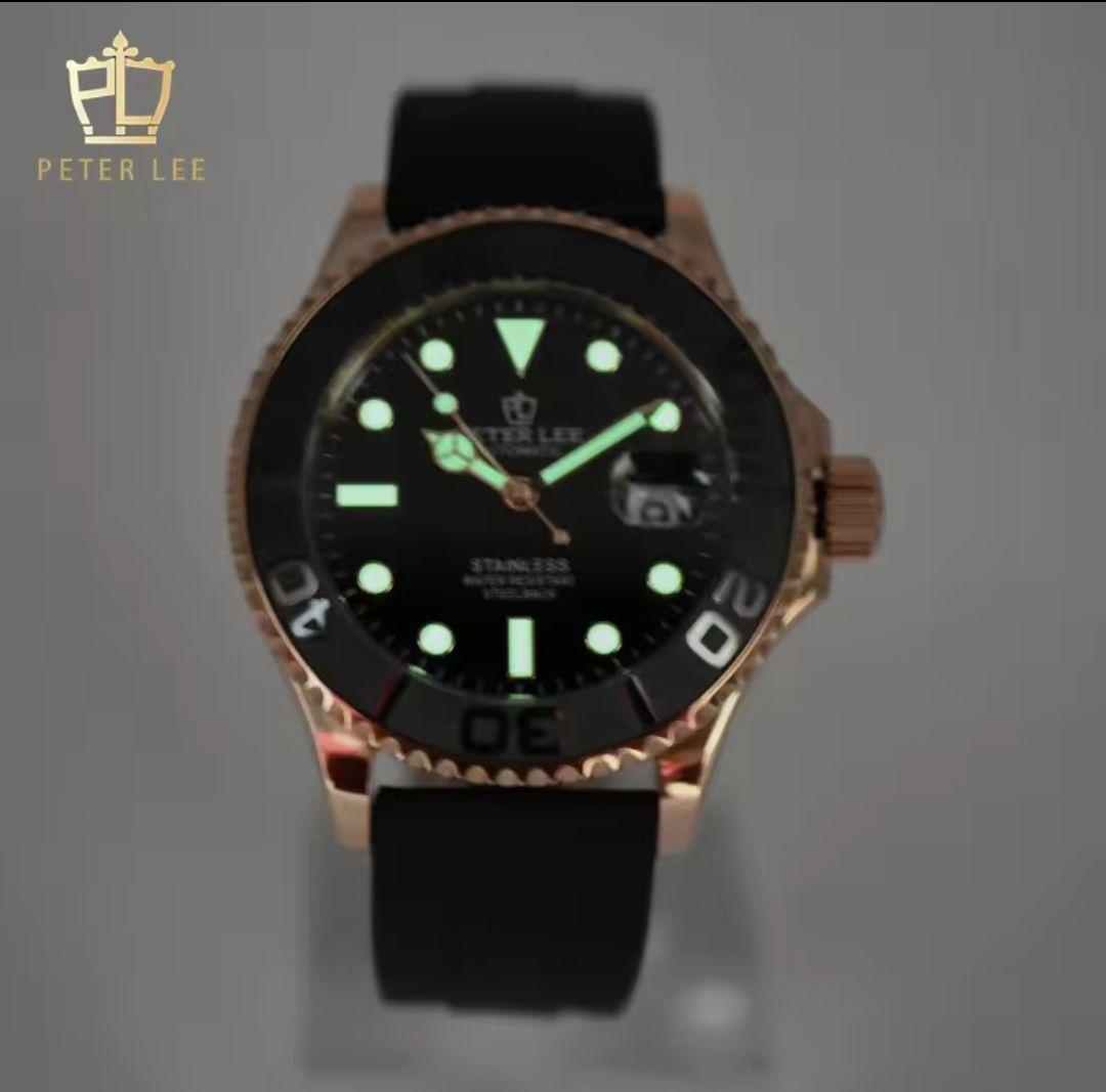【新品未使用】PETER LEE 自動巻き腕時計 ブラック