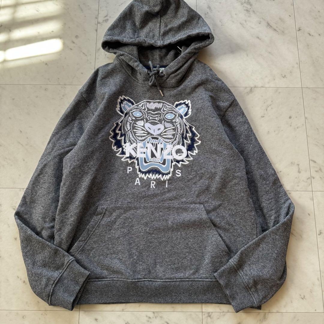 KENZO ビッグタイガー刺繍ロゴ　プルオーバー　スウェットパーカー　Lサイズ