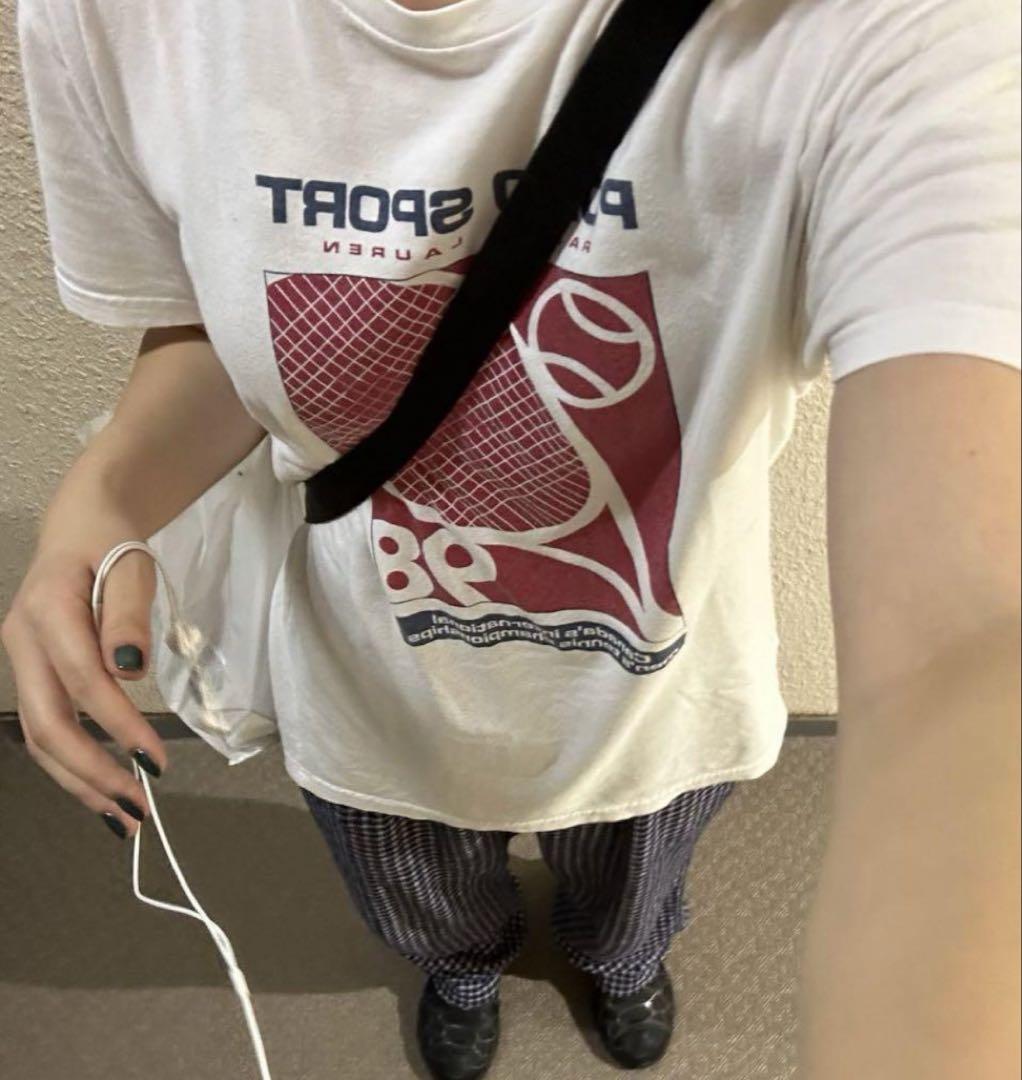 ポロスポーツ Tシャツ 古着 テニス ポロラルフローレン トップス 白 赤
