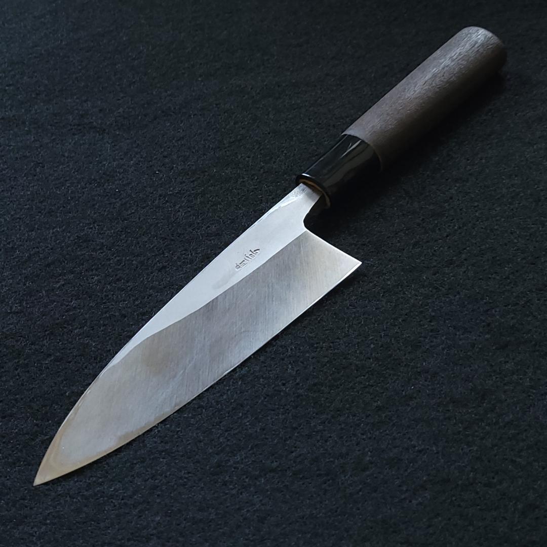 青紙2号 黒打万能包丁 165㎜ G9332 焼栗柄 月光作　一点物 青紙2号 黒打万能包丁 165㎜ G9332 焼栗柄 月光作 一点物 - メルカリ
