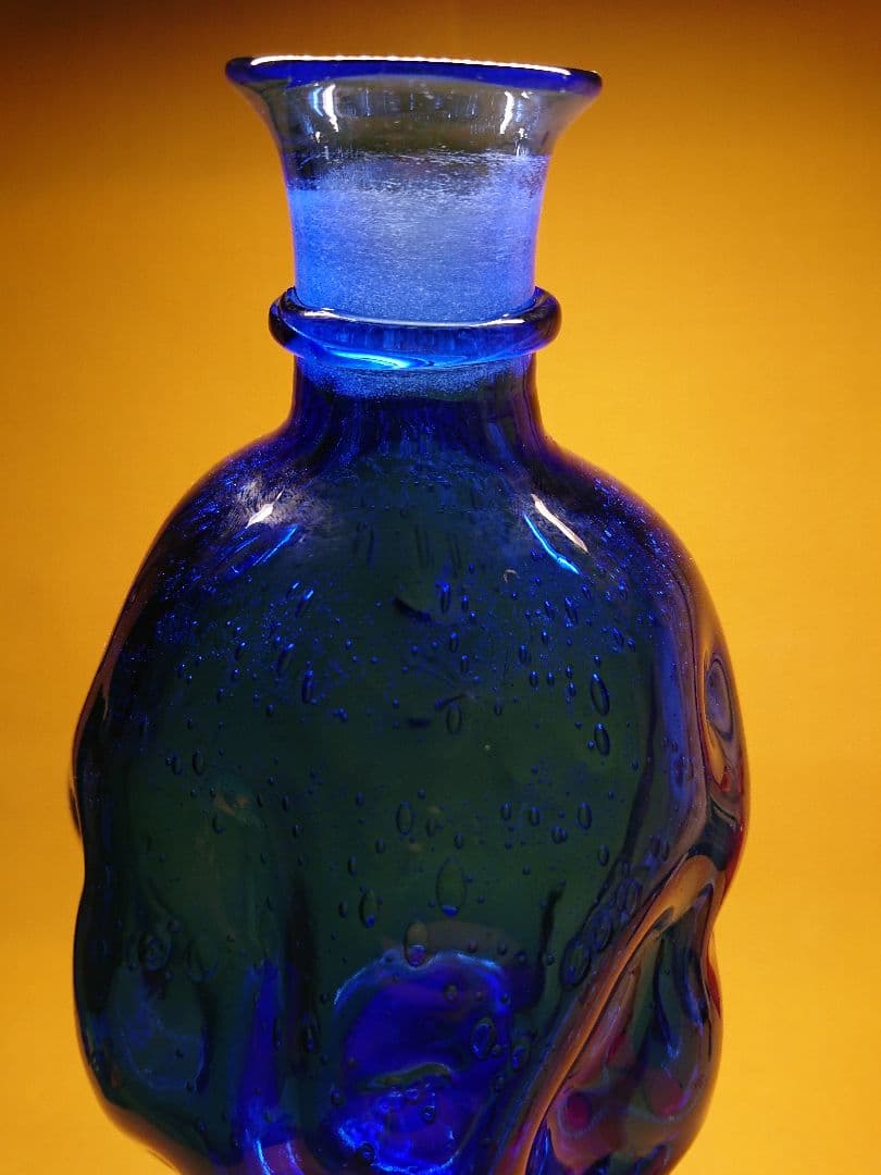 ガラス ブルー 気泡入り 花瓶 水差し 置物 インテリア 欧州 G1 ガラス