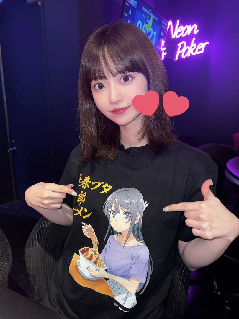 青春ブタ野郎　野郎ラーメンtシャツ 桜島麻衣 Lサイズ 黒 青ブタ