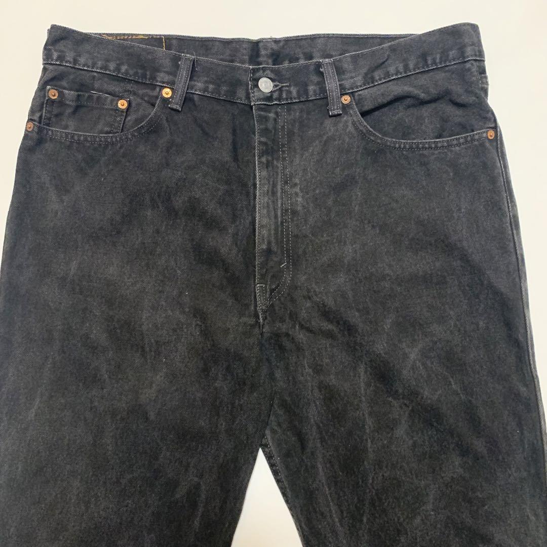 W38 Levi's リーバイス505 ブラックデニム バギーパンツ Rタブ 黒 稀少 黒タブ 32×30 Levi's 505 USA サルファーブラック デニム