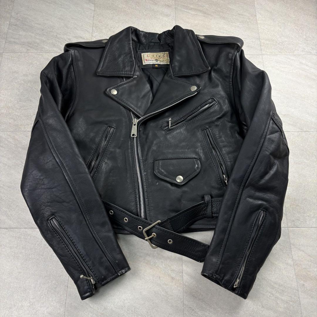 90s CUIRS London ダブルライダースジャケット キルティング