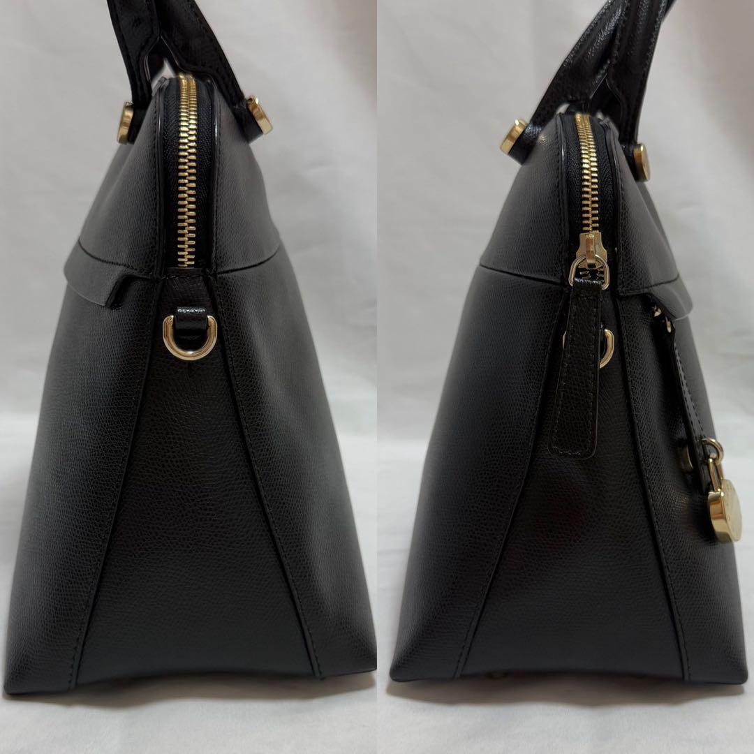 【未使用級】フルラ　ハンドバッグ　2way パイパー　ブラック　レザー　S FURLA - 未使用 フルラ 新型パイパー 2way ハンドバッグ レザー