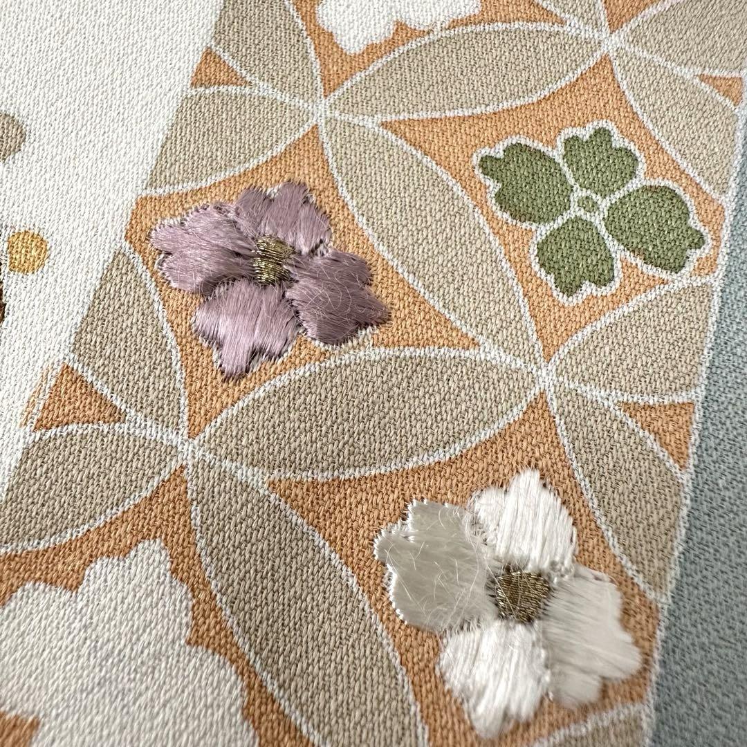 付下げ 上品な染めに刺繍 着物 正絹 紋なし 袷 広衿 RK-4919