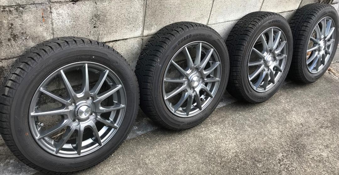 美品155/65R14YOKOHAMAアイスガードスタッドレス に国産ALホイル