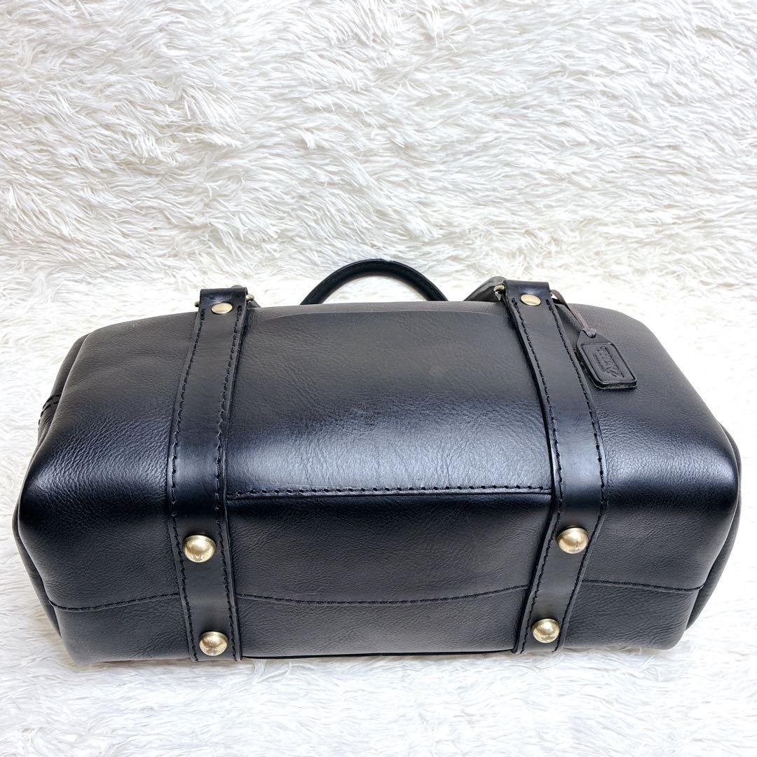 HERZ オールレザーブラック カジュアル ボストンバッグ　スクールバッグ