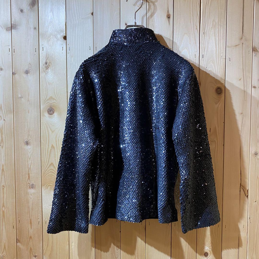 ss1870 スパンコール ジャケット 花柄 黒 36