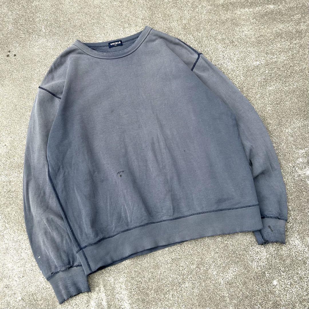 90s 雰囲気系 OLD UNIQLO 鬼フェード 短丈スウェット 古着 襤褸