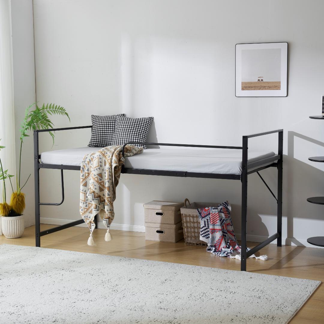 限定セール！【高さ110cm】ロフトベッド パイプベッド シングル BLACK