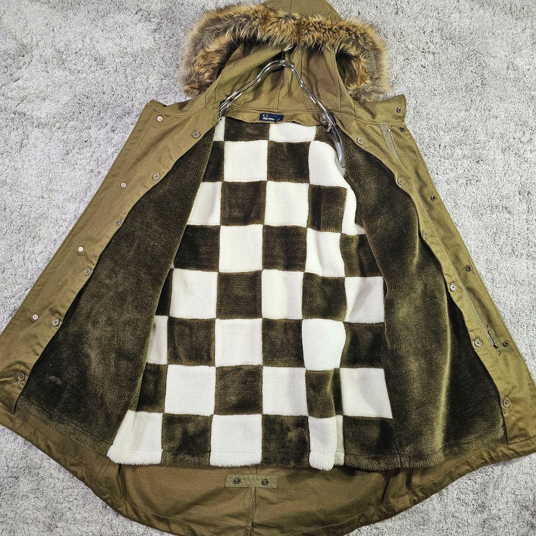 フレッドペリー　モッズコート　ライナー　Mサイズ　ボア　チェック　カーキ　フード