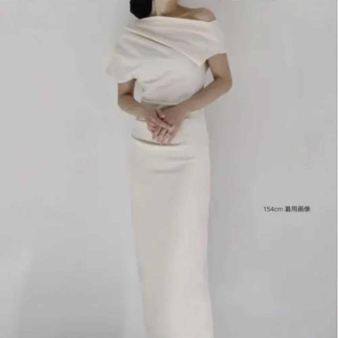 Maison celon off shoulder drape dress