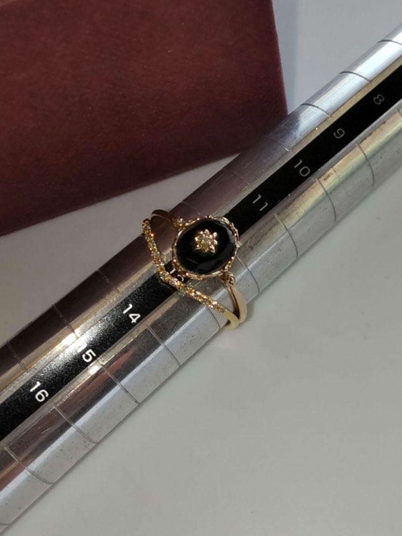 K10 ダイヤモンドチャーム付きリング 13号 美品 久慈琥珀 希少