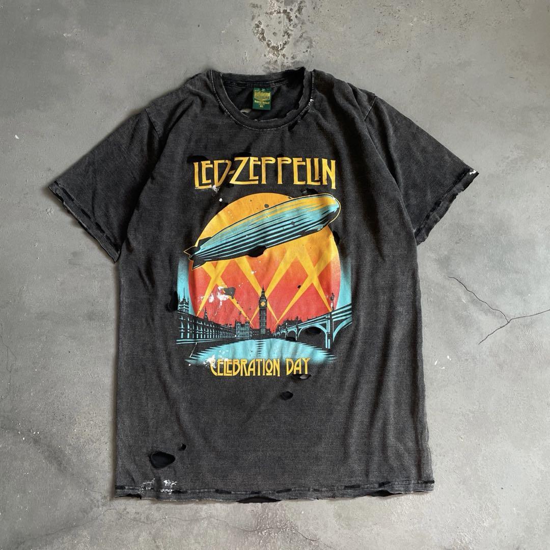 Led Zeppelin band reprint“ペンキboro tshirt