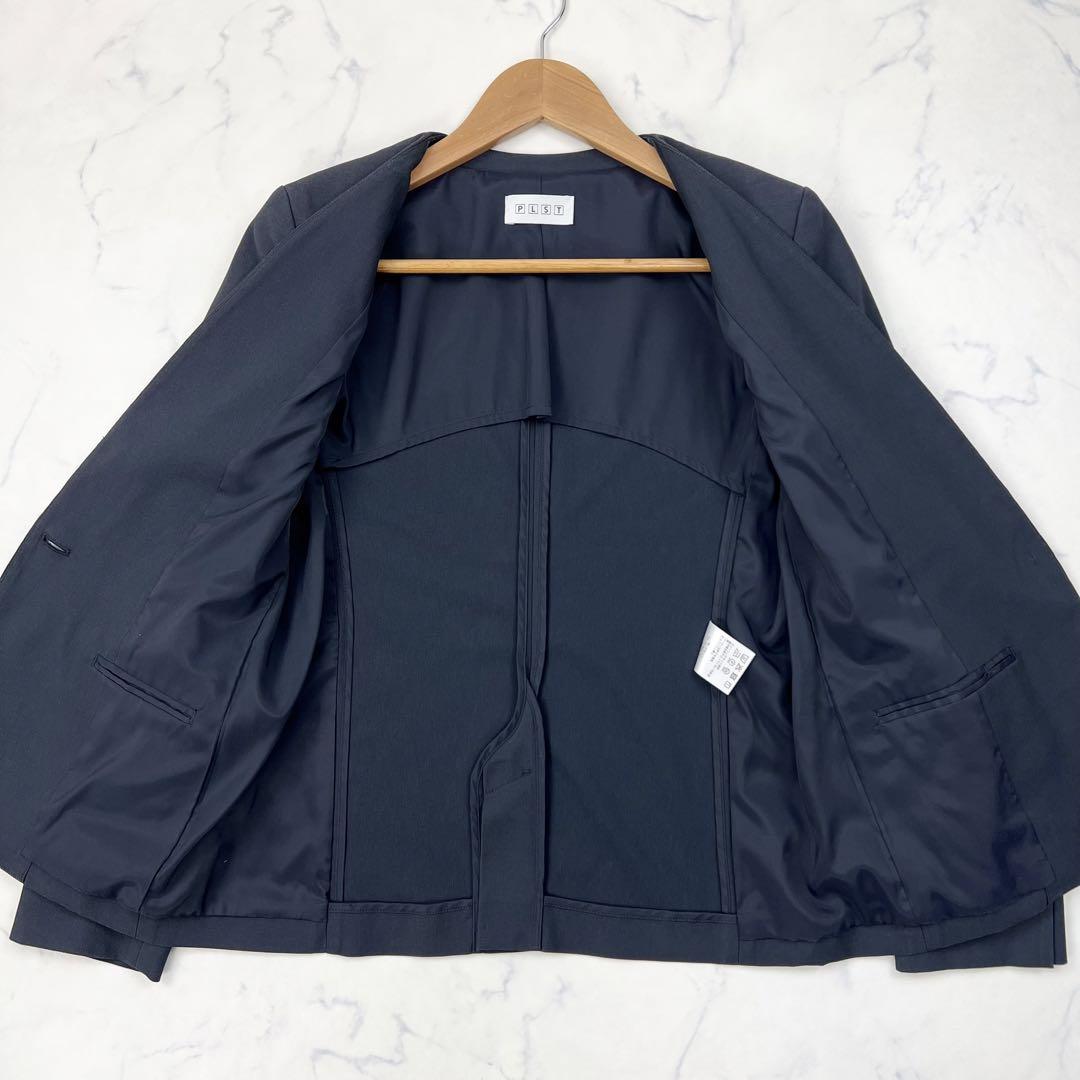 ✨美品✨ PLST プラステ ノーカラー スーツ セットアップ XS ネイビー PLST(プラステ)公式 | スーツ(レディース)