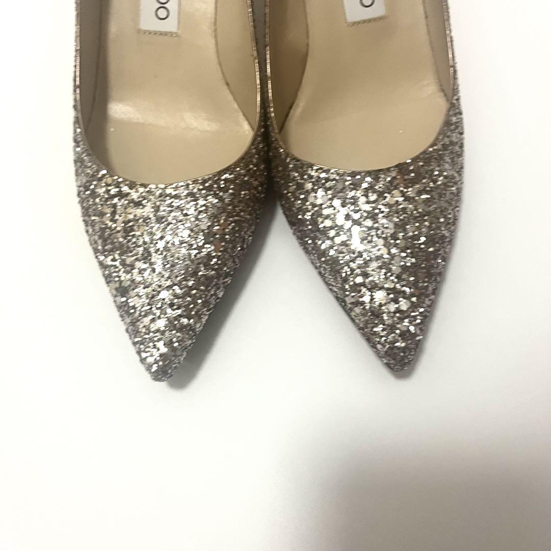 【良品】 JIMMY CHOO パンプス ラメ シルバー 23.5cm