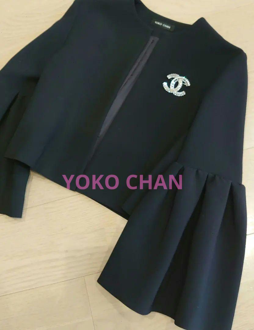 YOKO CHAN ヨーコチャン袖フレアベルスリーブノーカラージャケット
