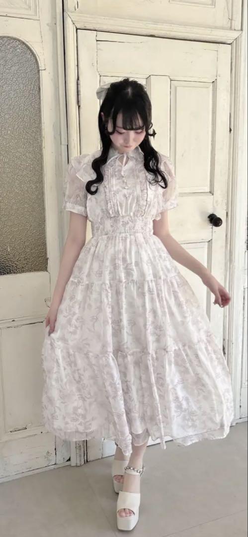 evelyn ラメフリル花柄 OP ワンピース