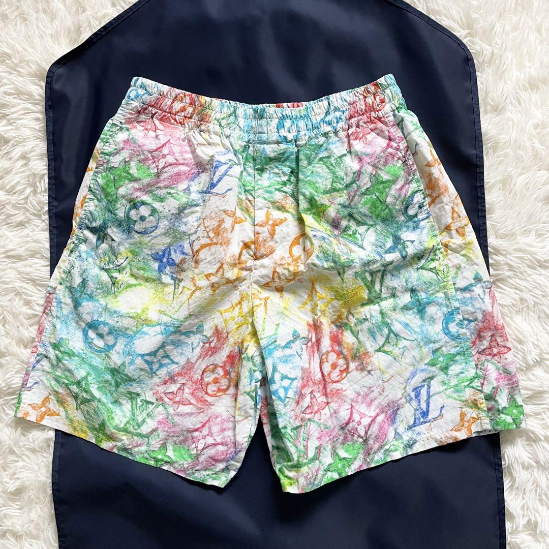 美品　現行　ルイヴィトン　ショートパンツ　モノグラム　総柄　マルチカラー　L