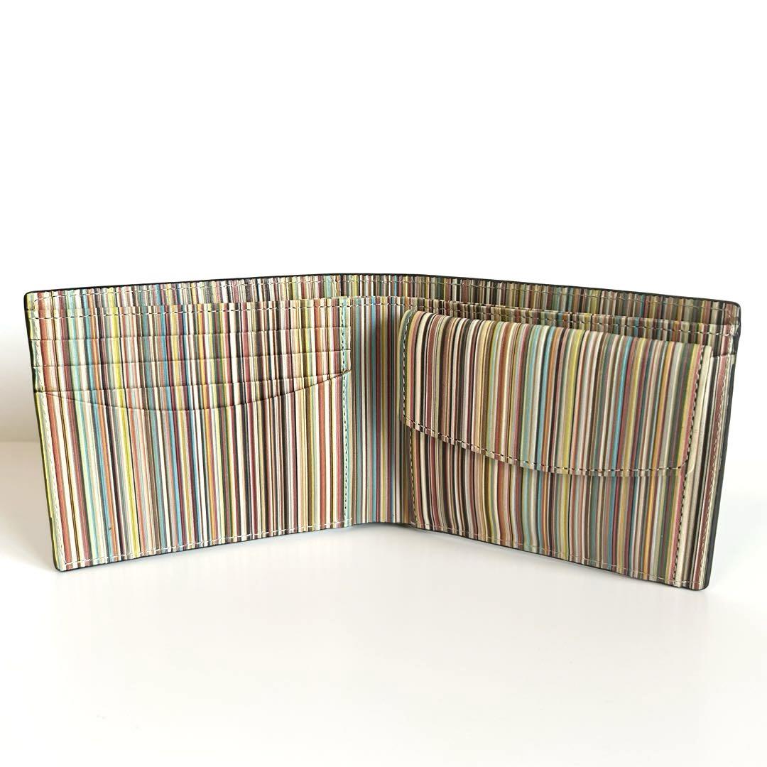 Paul Smith 折財布 マルチインサイド 黒 ブラック ストライプ