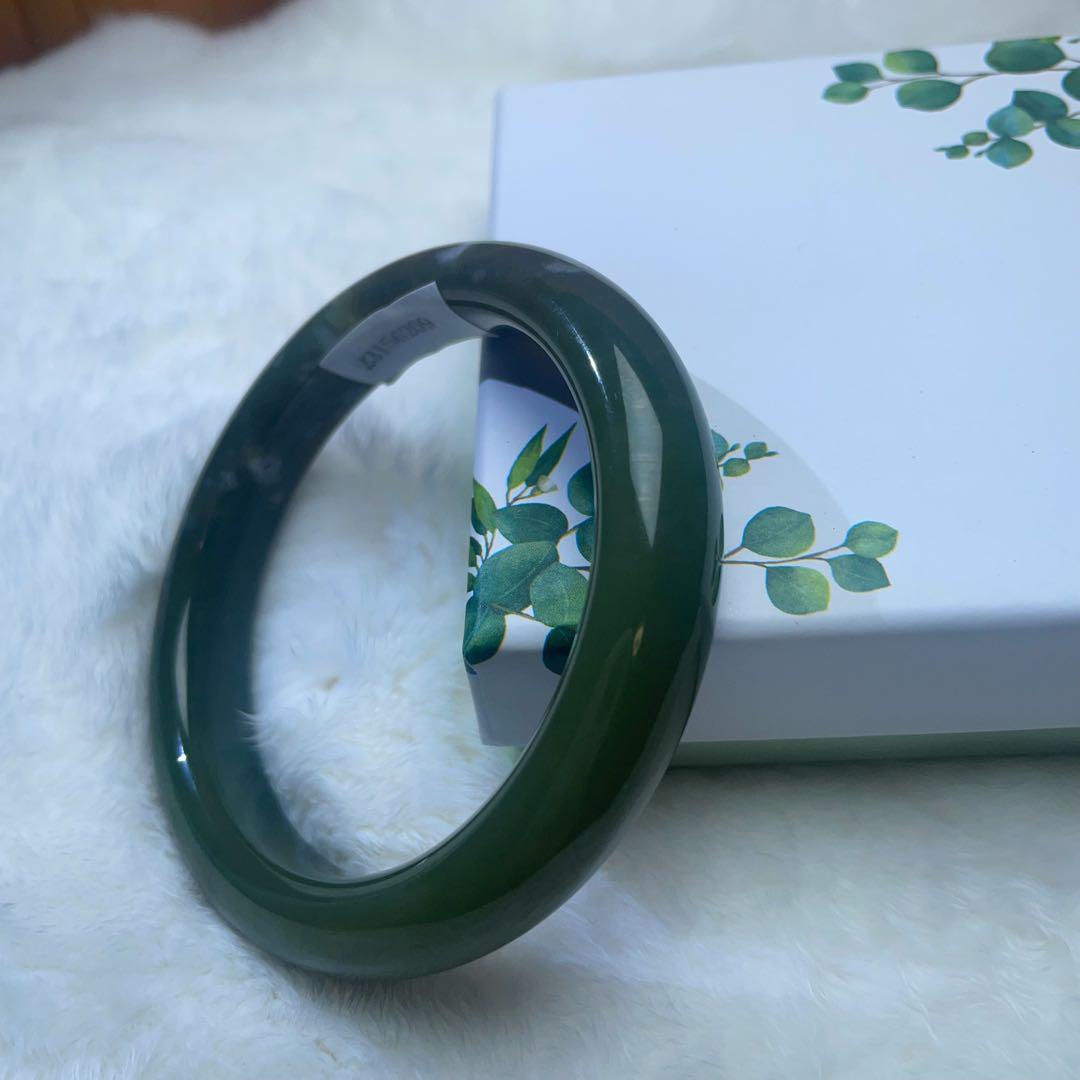 57mm 和田玉|品-青玉バングル