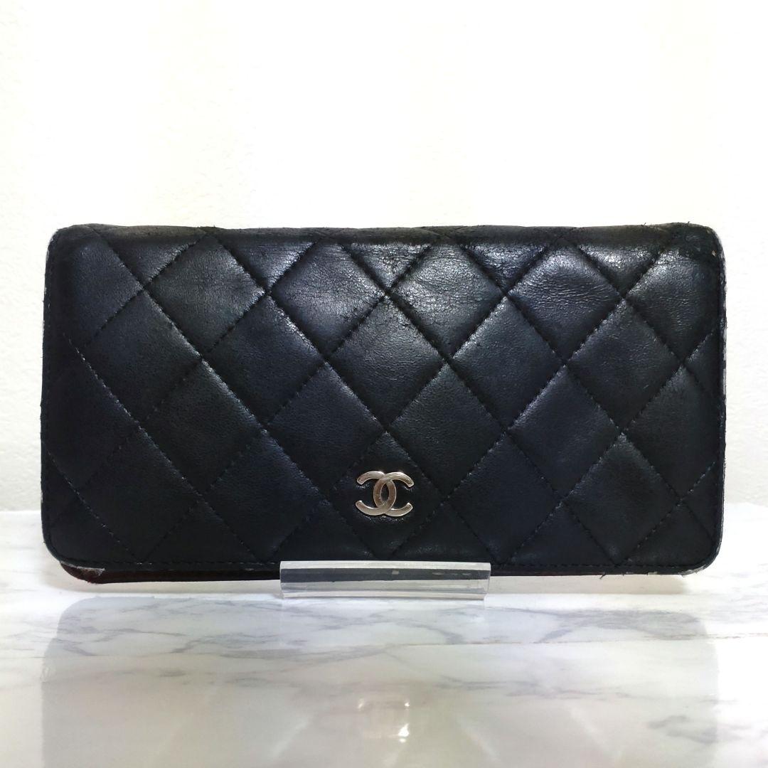 CHANEL シャネル ラムスキン 二つ折り 長財布 ココマーク