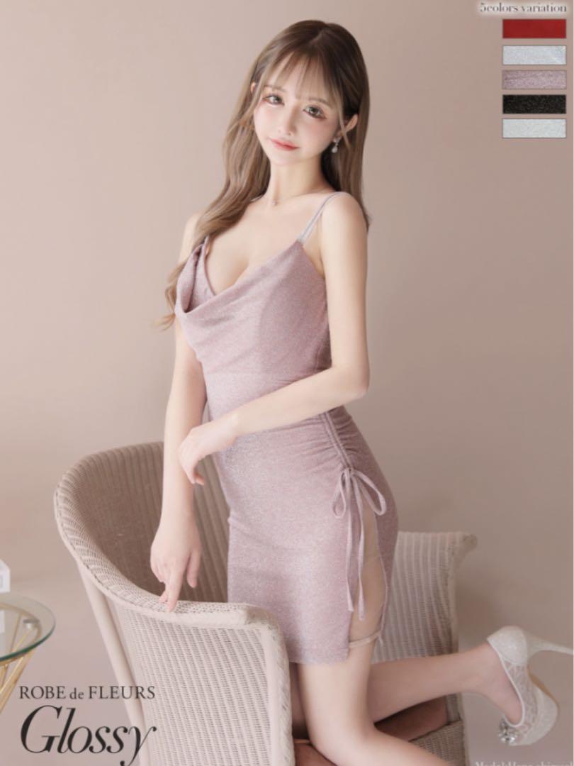 ROBE de FLEURS Glossy ラメニットドレス