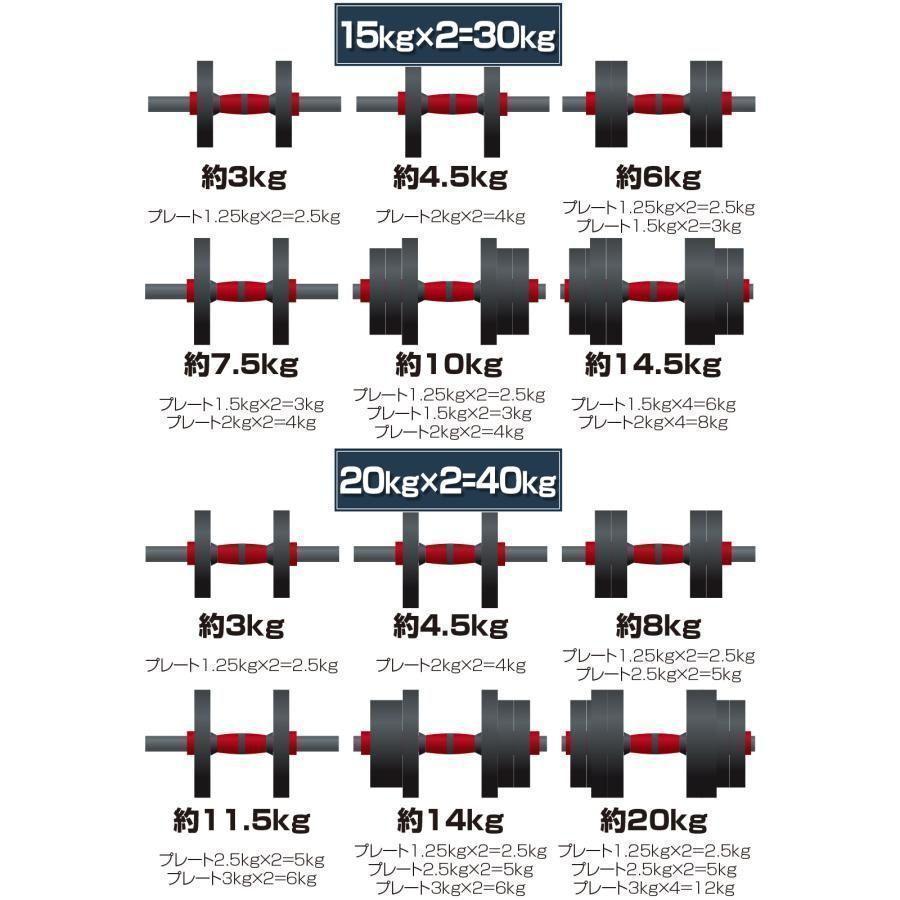 ダンベル 可変式 20kg可変式ダンベル 40kg 多機能 2個セットB2512