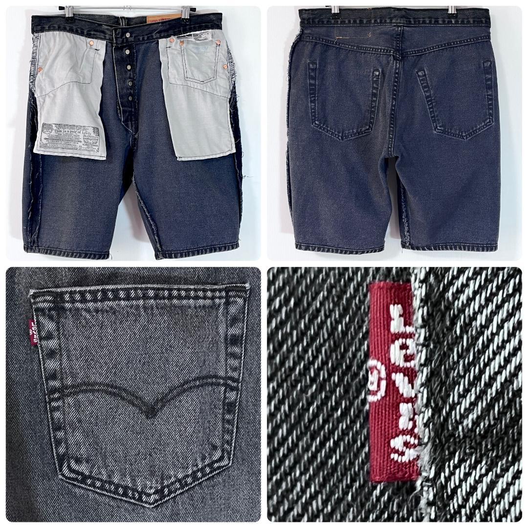 美色 Levi's リーバイス 501 W33 ブラック デニムショーツ 墨黒