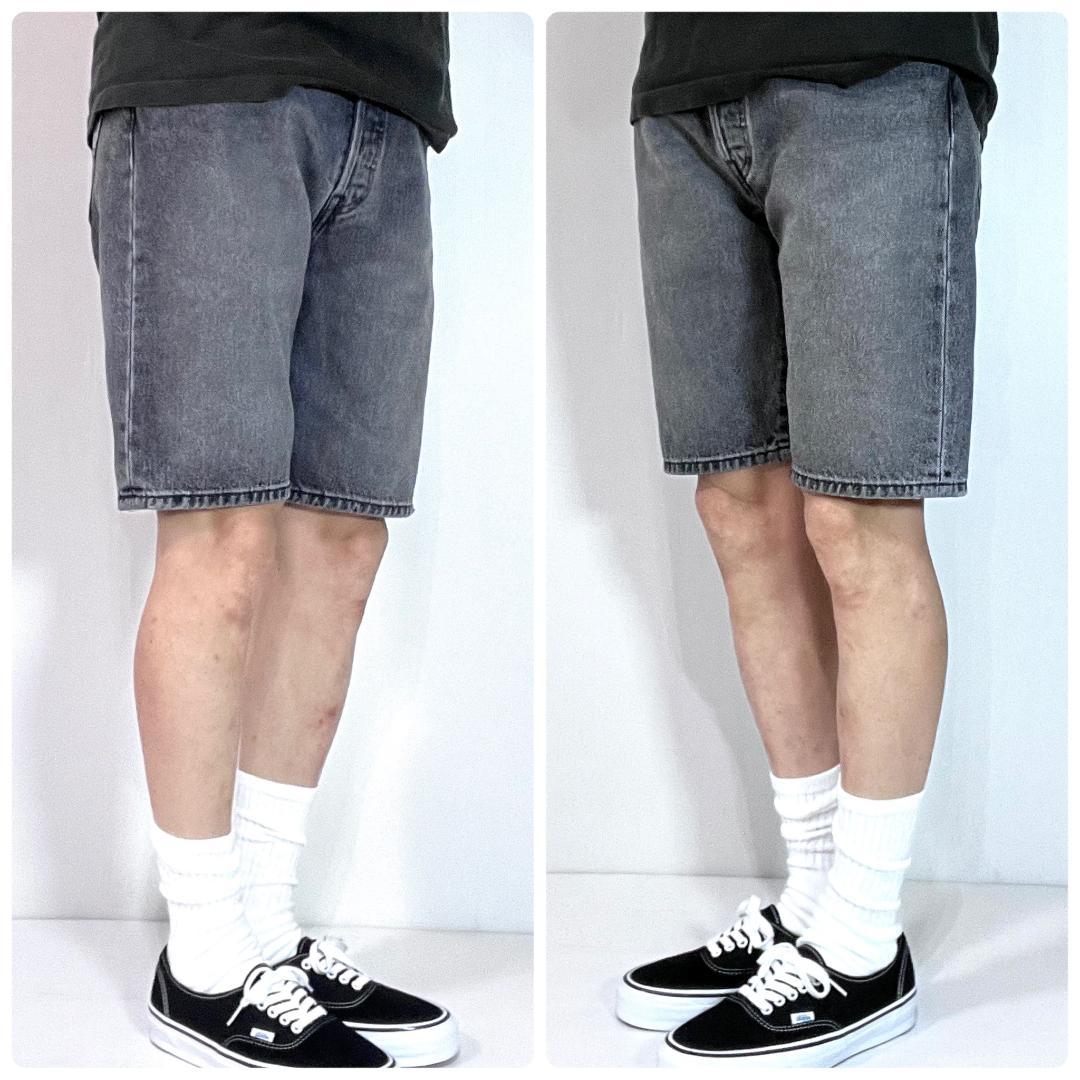 美色 Levi's リーバイス 501 W33 ブラック デニムショーツ 墨黒